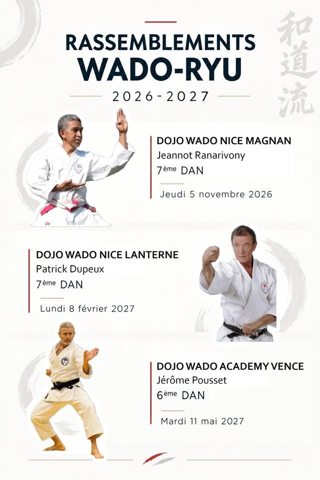Affiche des rassemblements Wado-Ryu 2026-2027